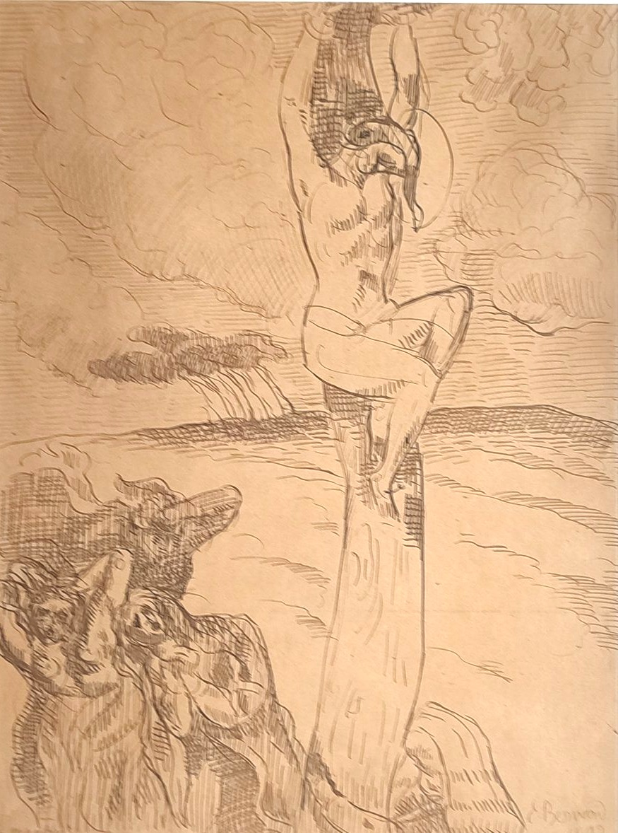 Emile Bernard. Le Martyr, Dessin de la période de Pont Aven de 1892