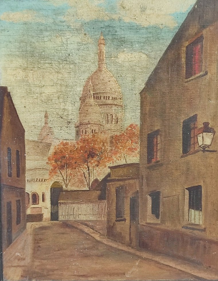 Le Sacre Choeur. Huile sur toile vers 1920
