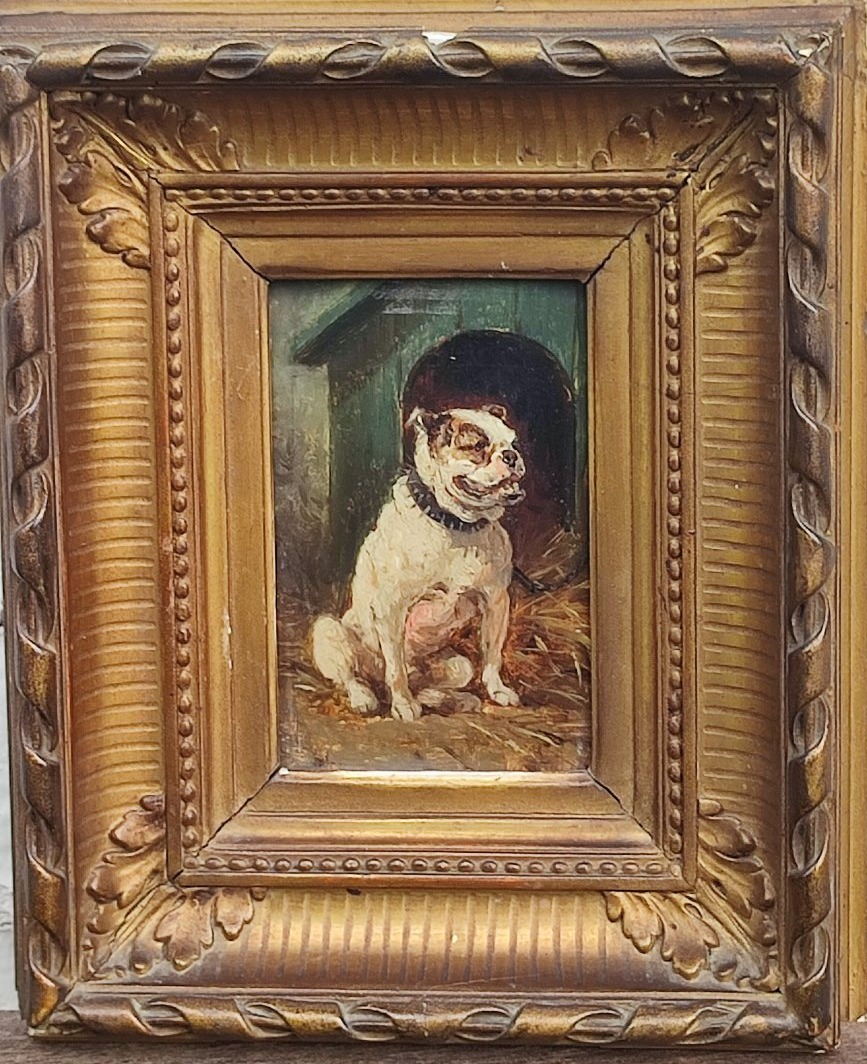 Bulldog. 19th-century Painting -photo-2