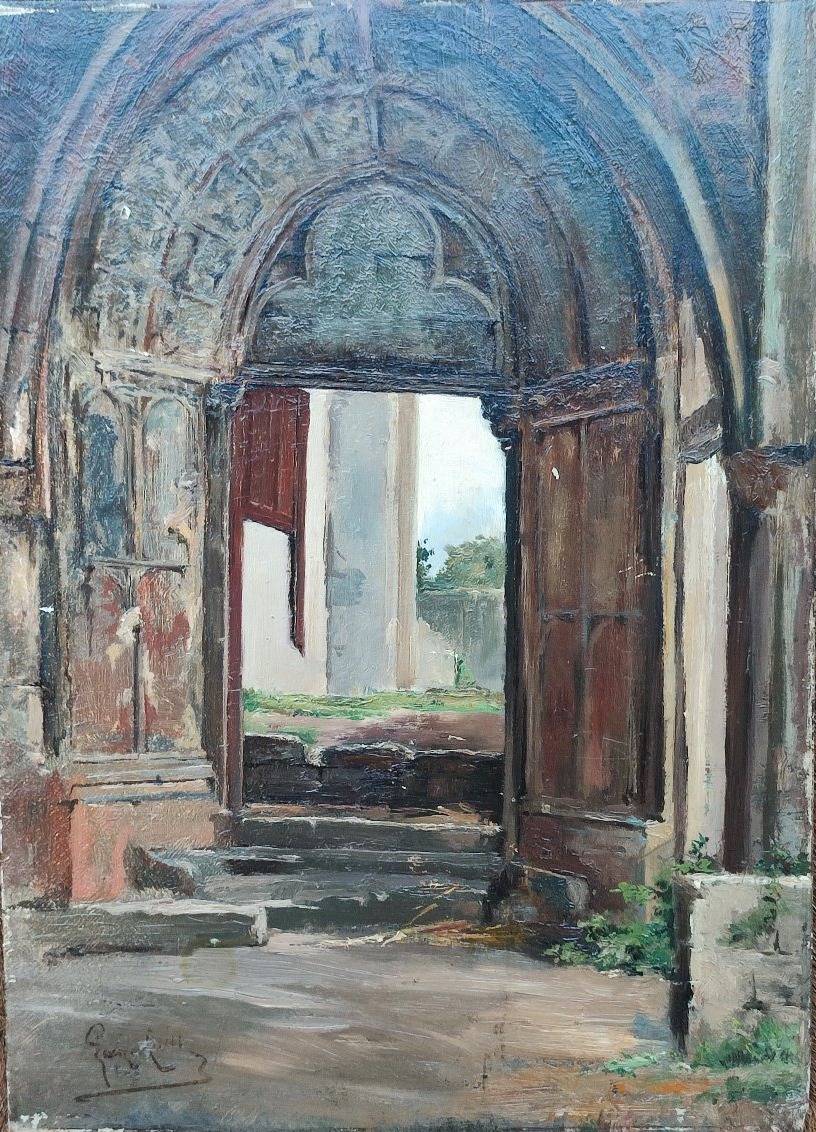 Georges Cain, Porche d'église. École Française du 19 ème siècle 
