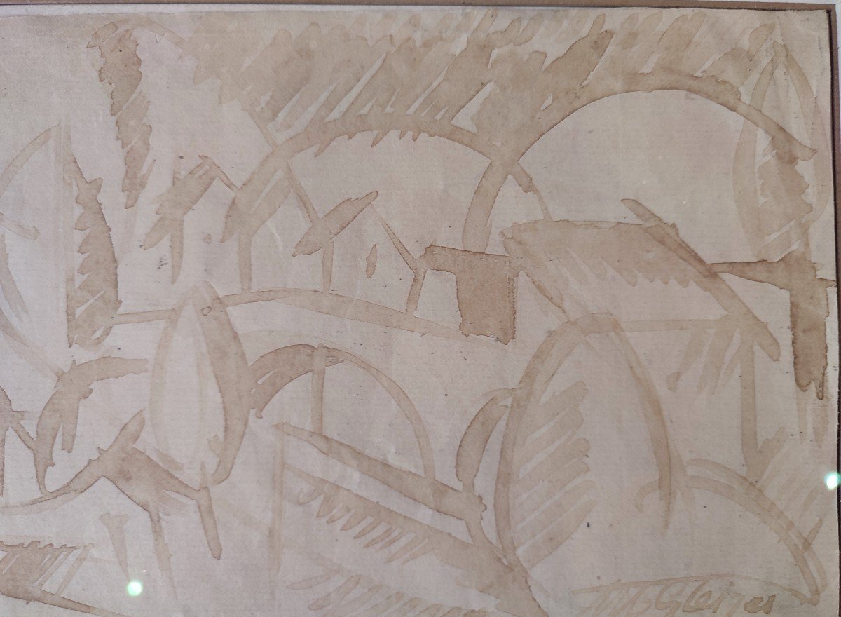 Albert Gleizes, Paysage Cubiste, dessin au lavis d'encre  1914-photo-3