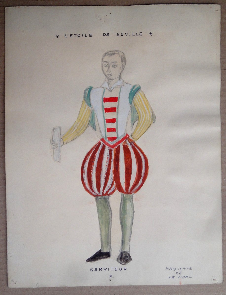 Jean Le Moal. Theater Costumes, Signed Gouache (1942)-photo-4
