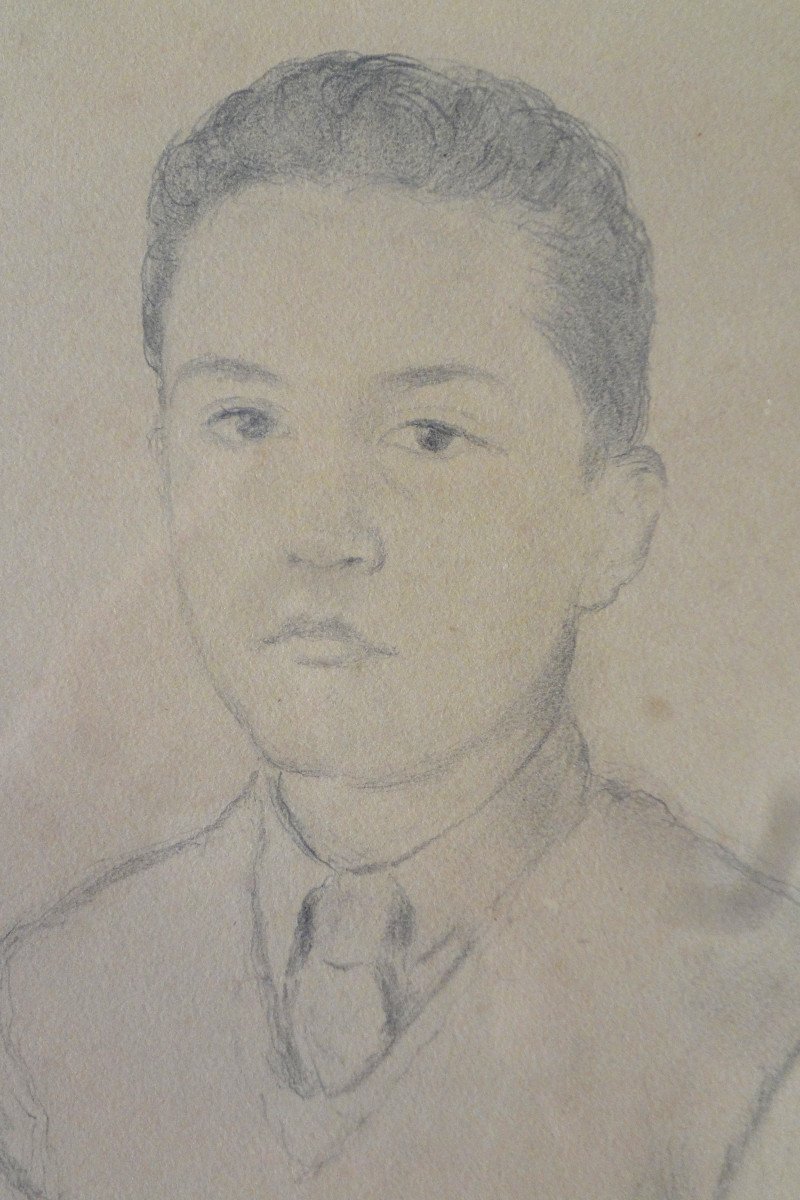 Armand Assus.  Portrait d'un adolescent.Dessin De 1949  -photo-3