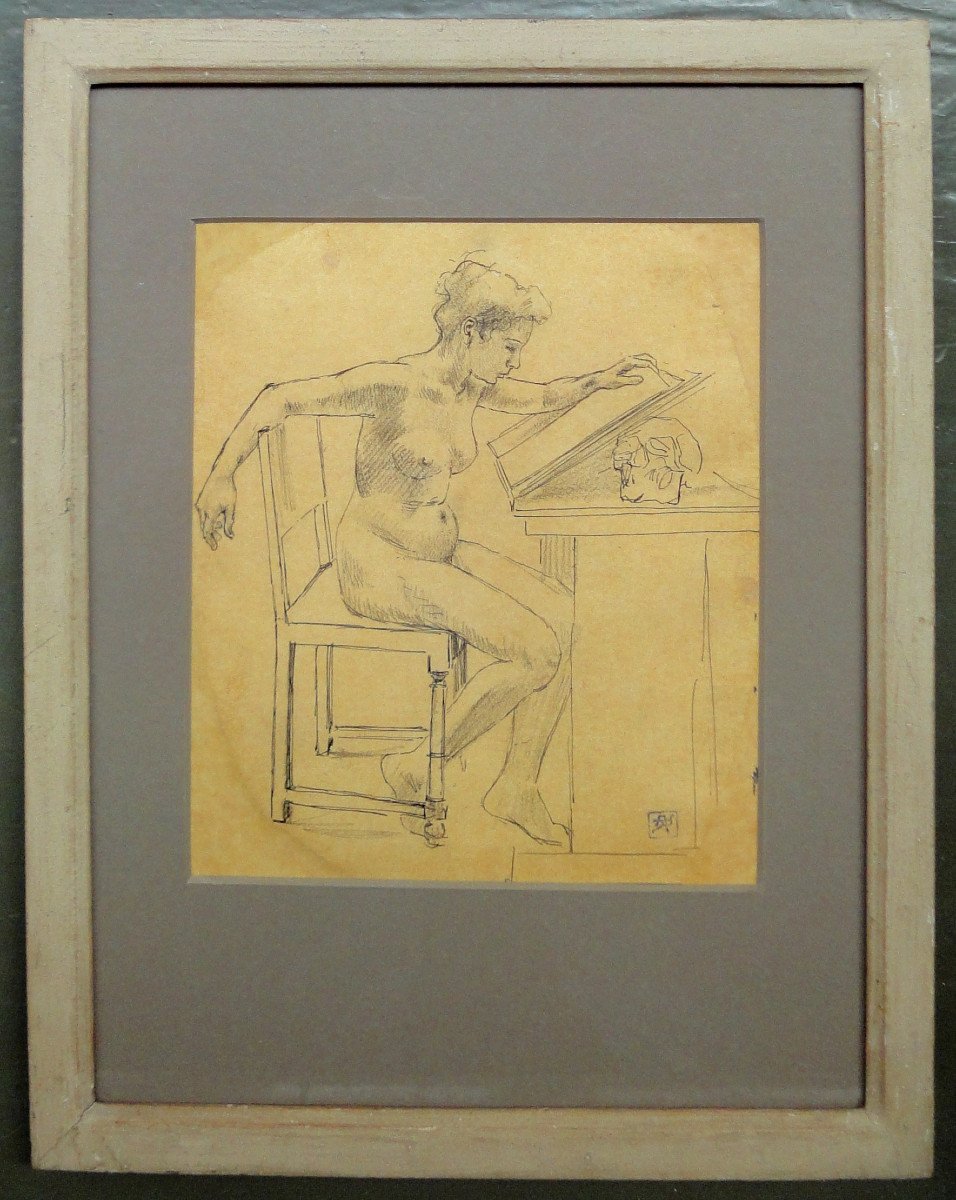 Armand Rassenfosse, Projet d'Ex-libris, Dessin De 1907-photo-2