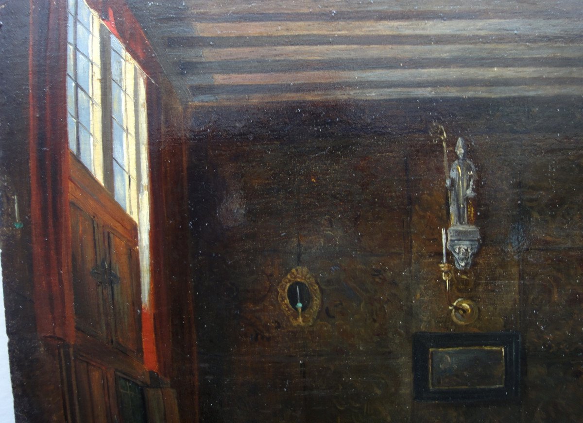 Interior Of The House Of Brewers Of Antwerp, Oil On Wood From 18 Eme Century-photo-4
