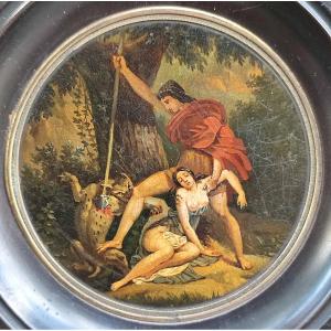 Mythological Scene, Oil On Metal. Neoclassical Era