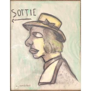 Auguste Chabaud.  "Sortie". Aquarelle,  gouache et pastel circa 1907