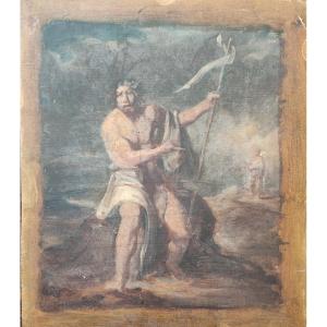 Personnage antique. Huile sur papier vers 1830