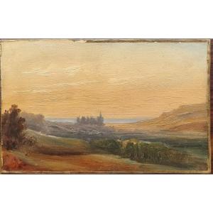 Côte Anglaise ou Normande. Huile sur papier.