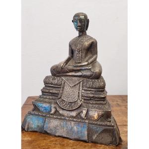 Bouddha Thai en argent et diamants. 19 ème siècle 