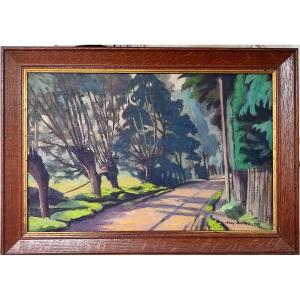 Arthur Senery  Besnard . Chemin au poteau électrique.1927