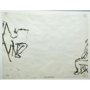Sam Szafran. L'atelier. Dessin à l'encre. 1955
