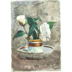 Roses et tasse. Emma Herland.