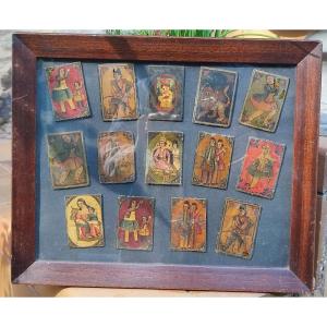Kadjar Miniatures On Playing Cards. 19th Century