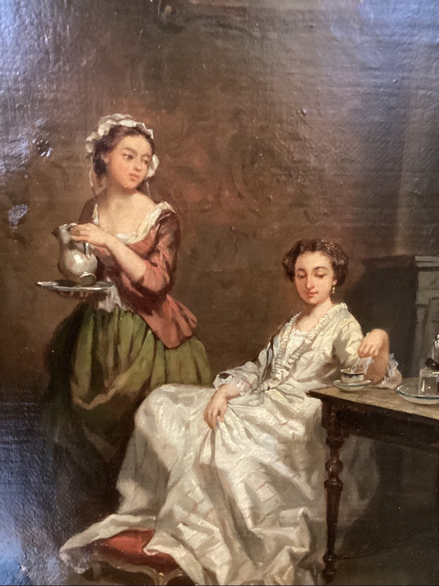 “scène d’intérieur” huile sur toile signée Franz CLAES (1818-1870)-photo-2