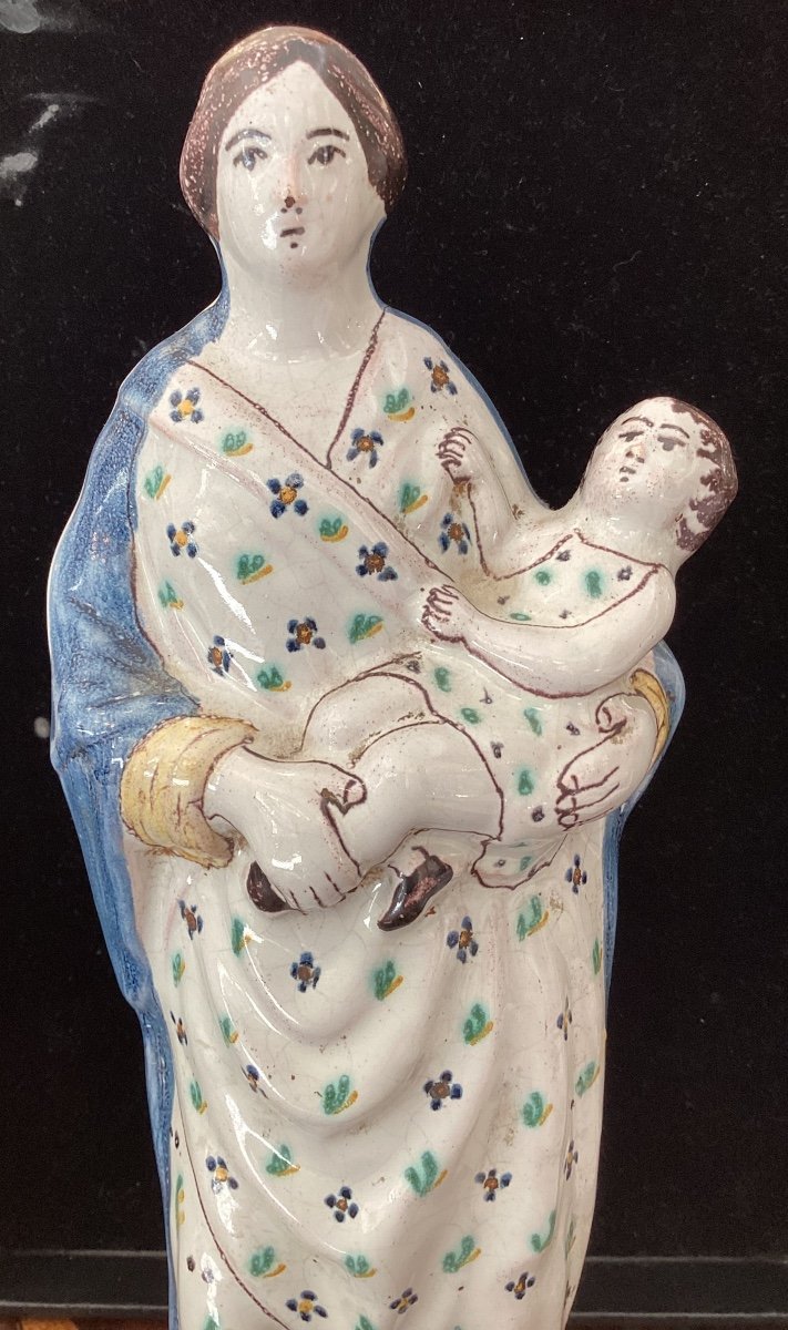 Earthenware Madonna And Child - 19th Century-photo-4