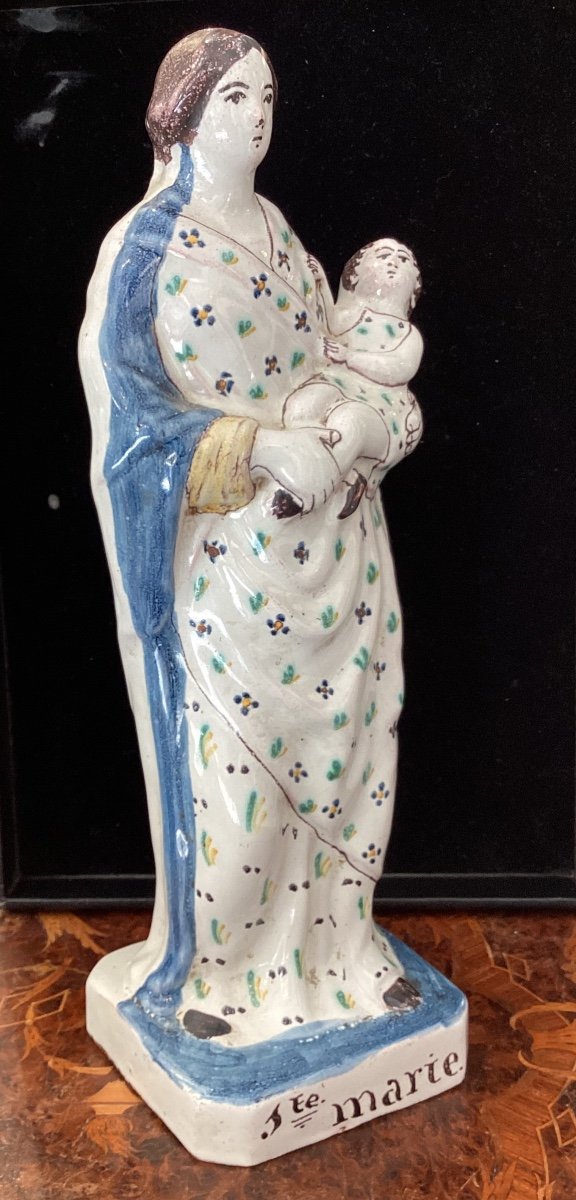 Vierge à l’enfant en faïence - Époque XIXe-photo-6