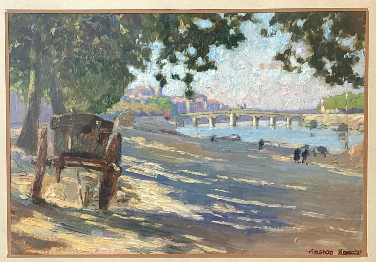 Gaston Knecht “the Quays Of The Seine In Paris” - Oil On Cardboard-photo-4