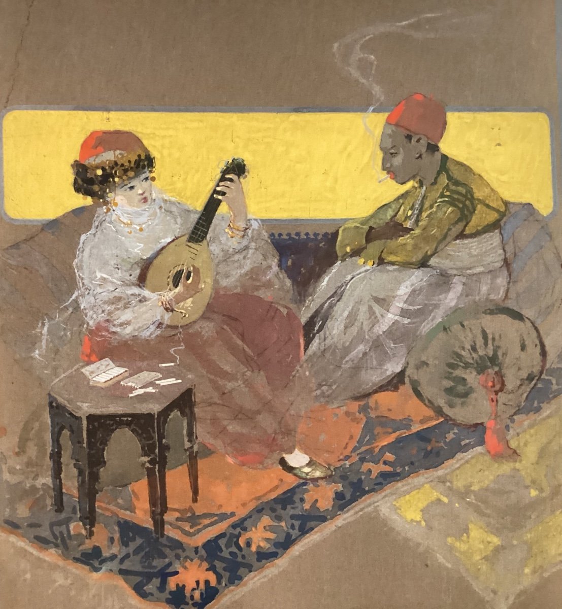 Matteoda Angelo ROSSOTTI “Musiciens orientaux” gouache orientaliste -photo-3