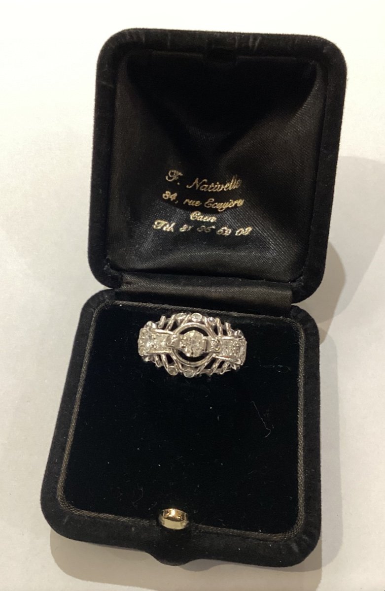 Bague en or gris et diamants - bijou vintage vers 1960