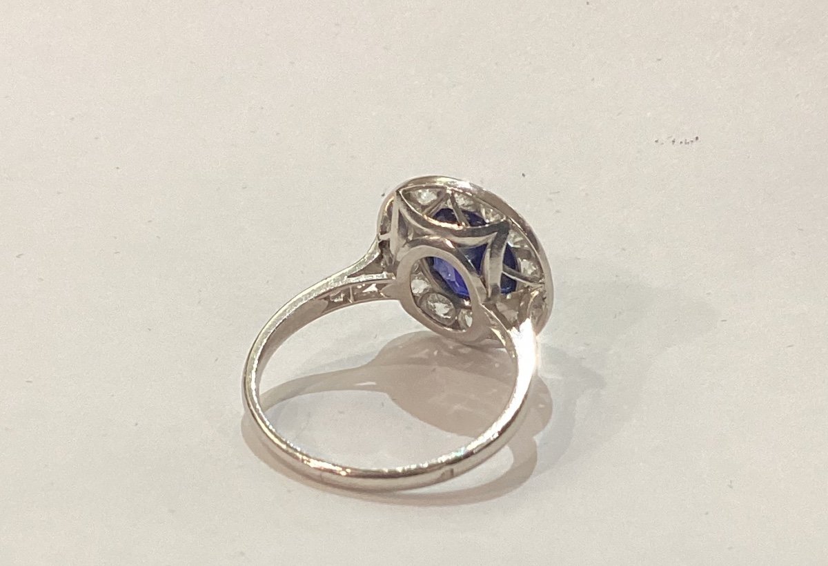 Pompadour Ring In Platinum, Sapphire And Diamonds-photo-8