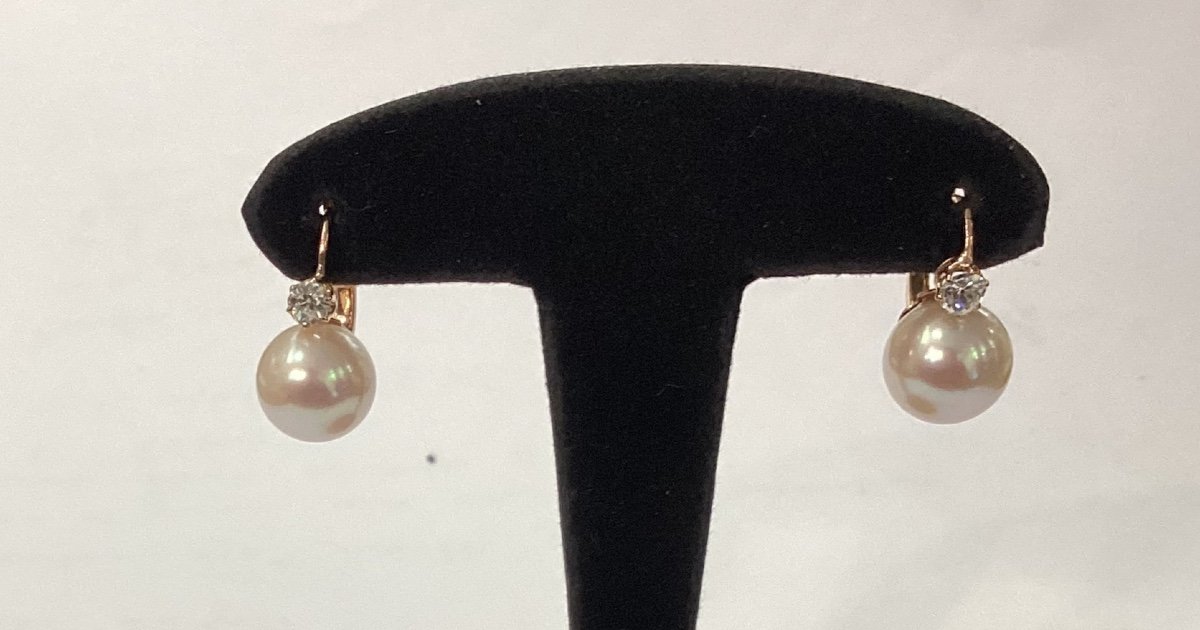 Yellow Gold, Pearl And Diamond Drop Earrings -photo-4