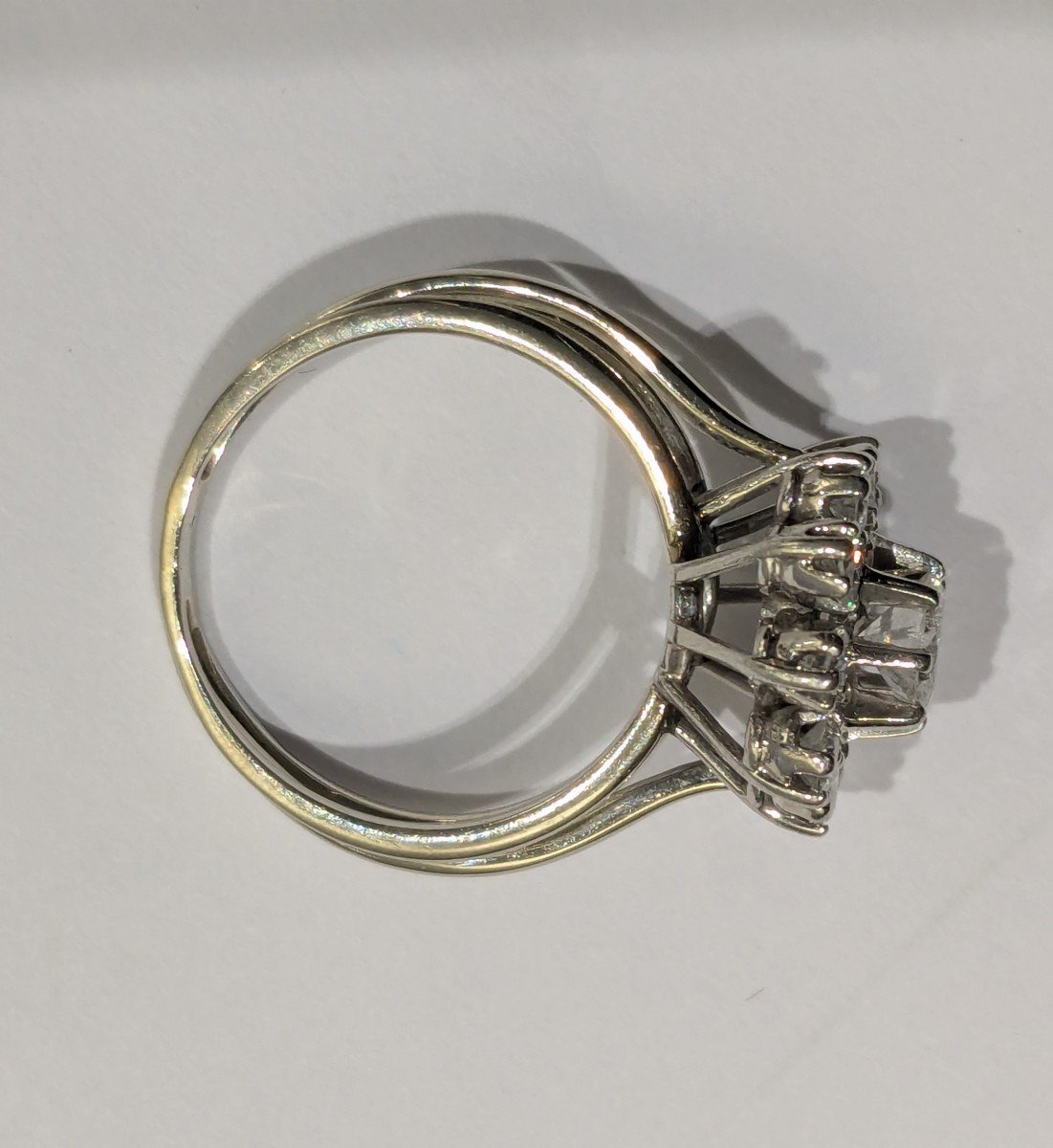 Bague marguerite en or gris et diamants - époque 1960-photo-6