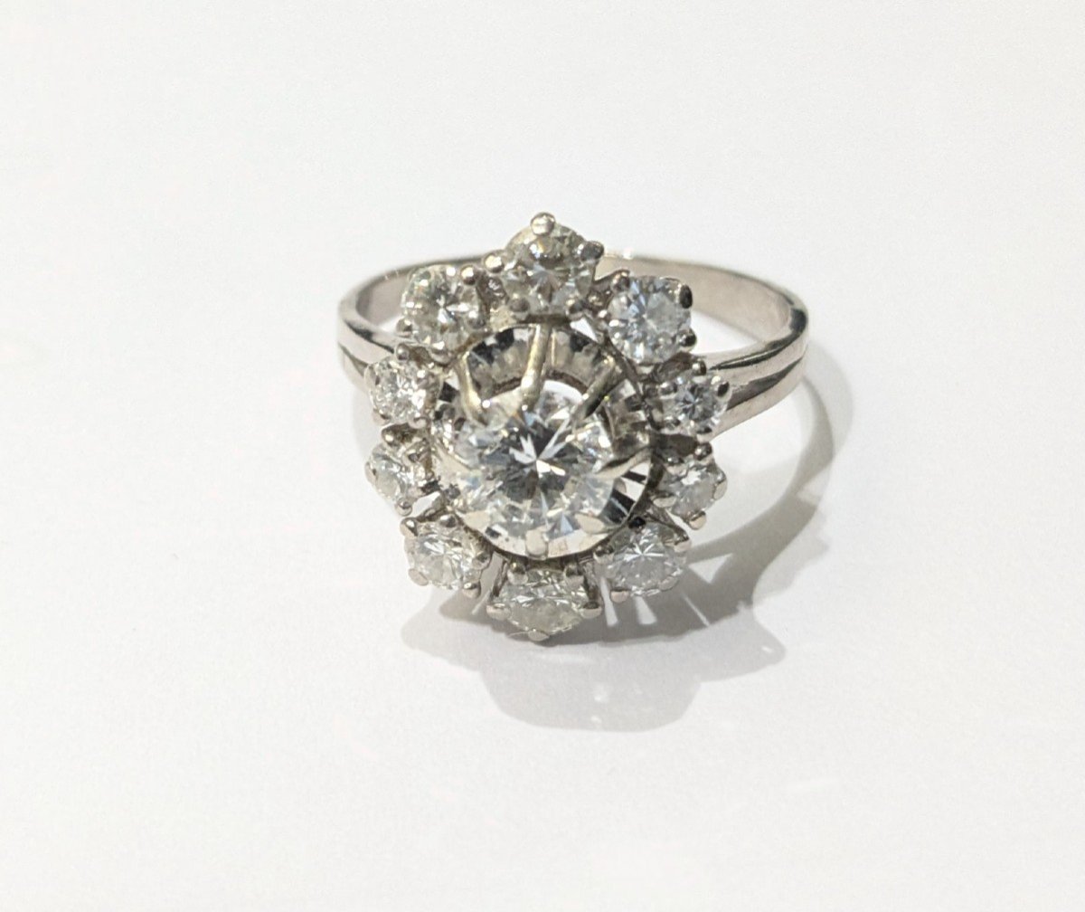 White Gold And Diamond Daisy Ring - 1960s-photo-4