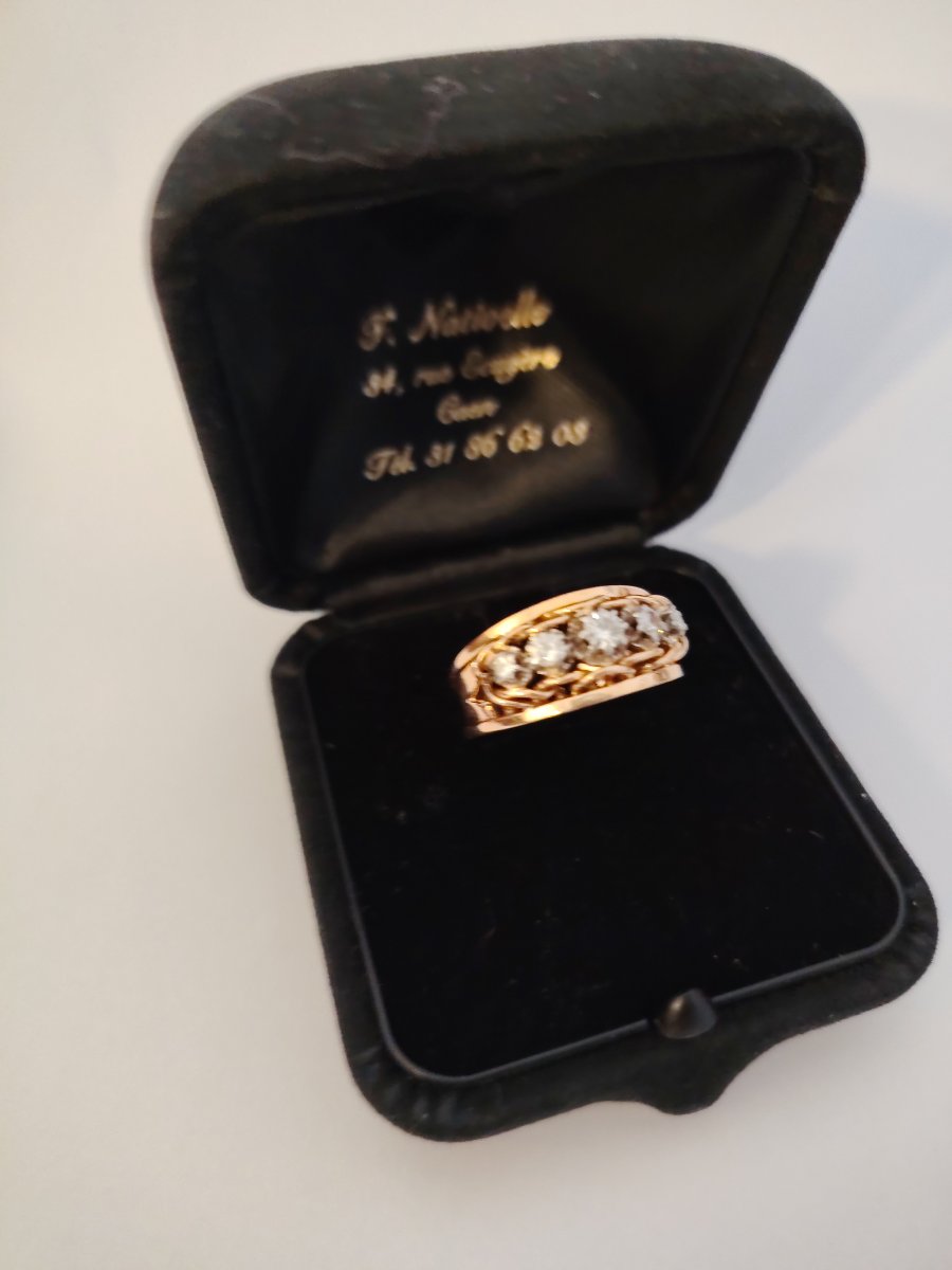 Bague rivière or jaune et diamants-photo-2