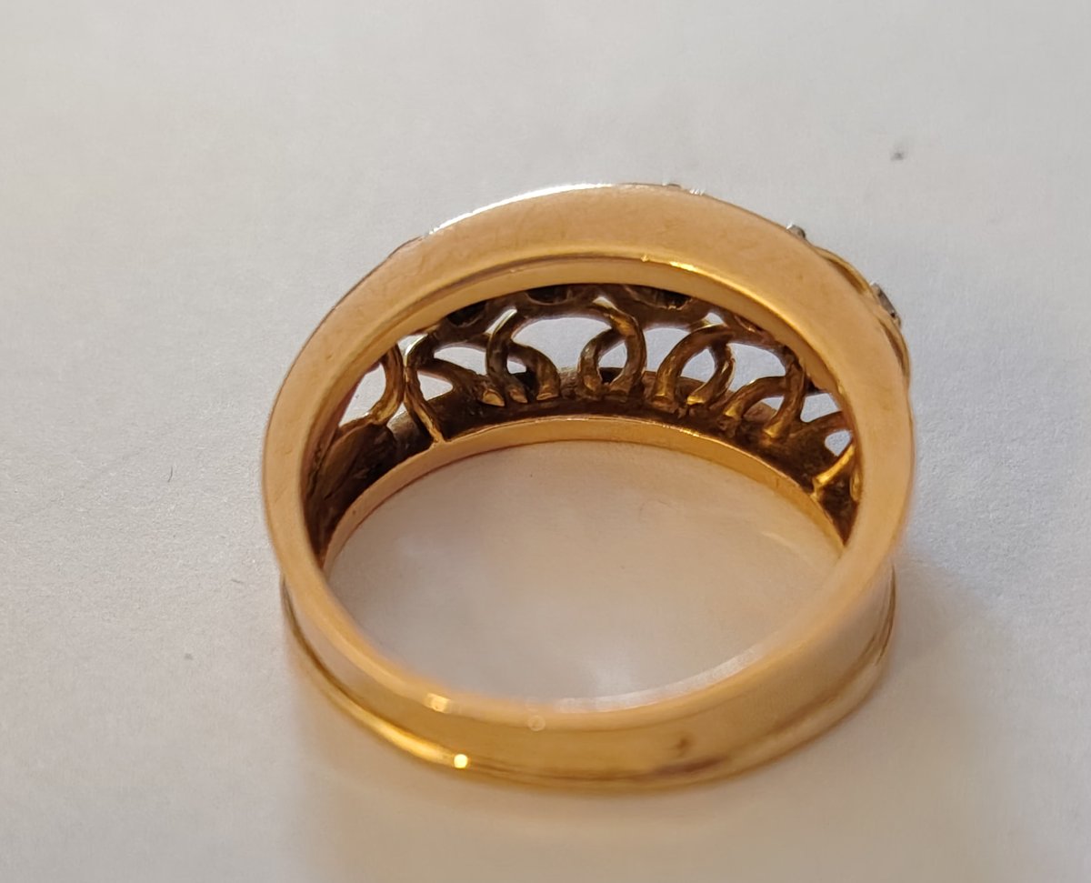 Bague rivière or jaune et diamants-photo-1