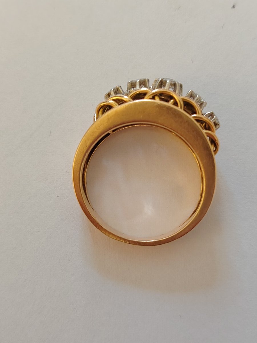 Bague rivière or jaune et diamants-photo-2