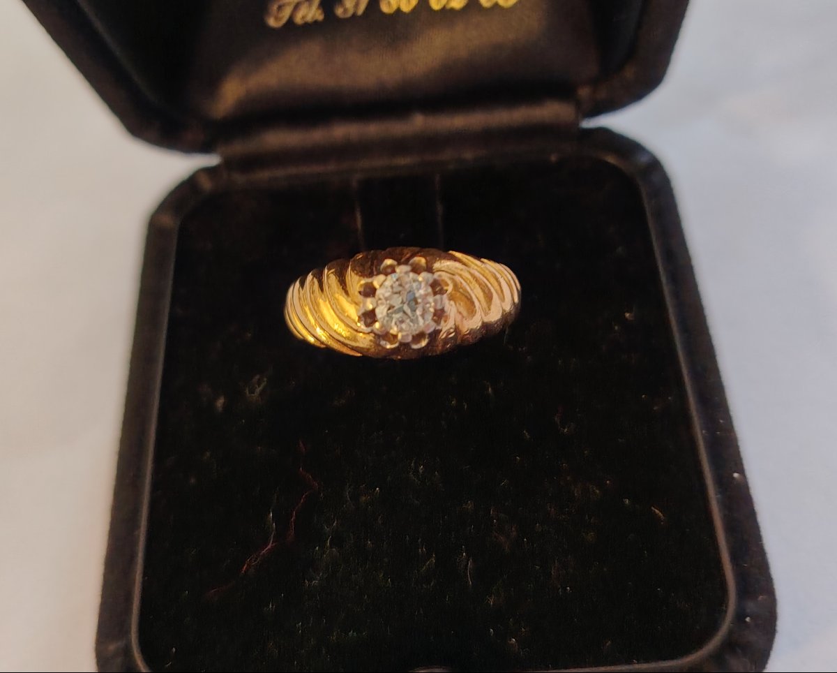Yellow Gold And Diamond Band Ring-photo-2