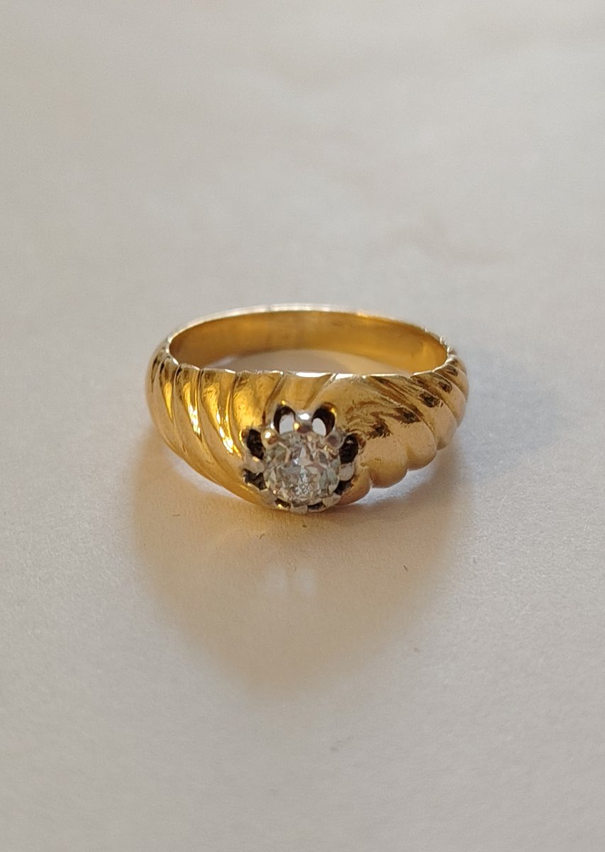 Yellow Gold And Diamond Band Ring-photo-3