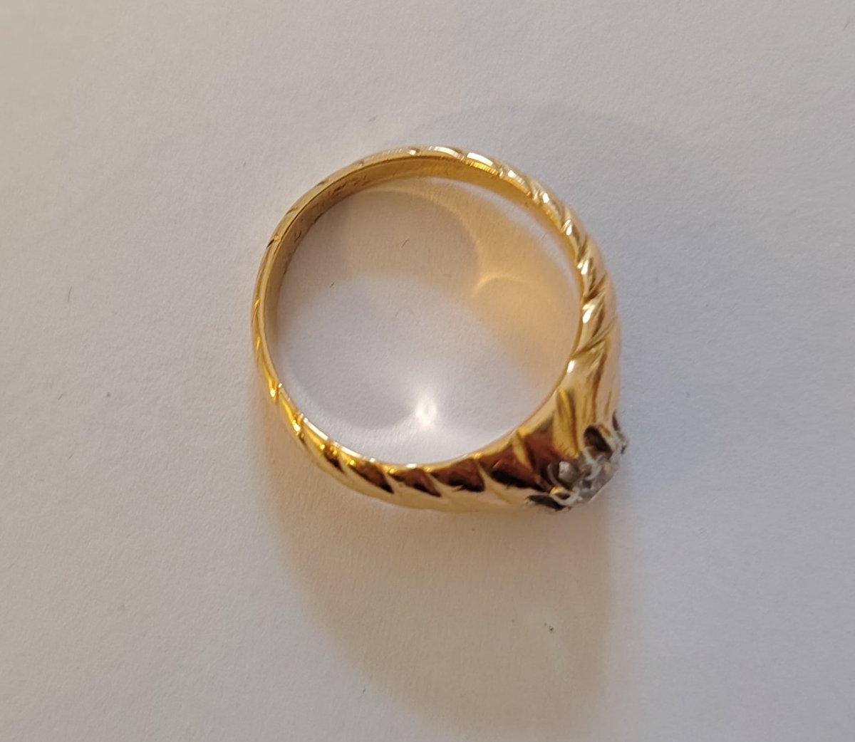 Yellow Gold And Diamond Band Ring-photo-2