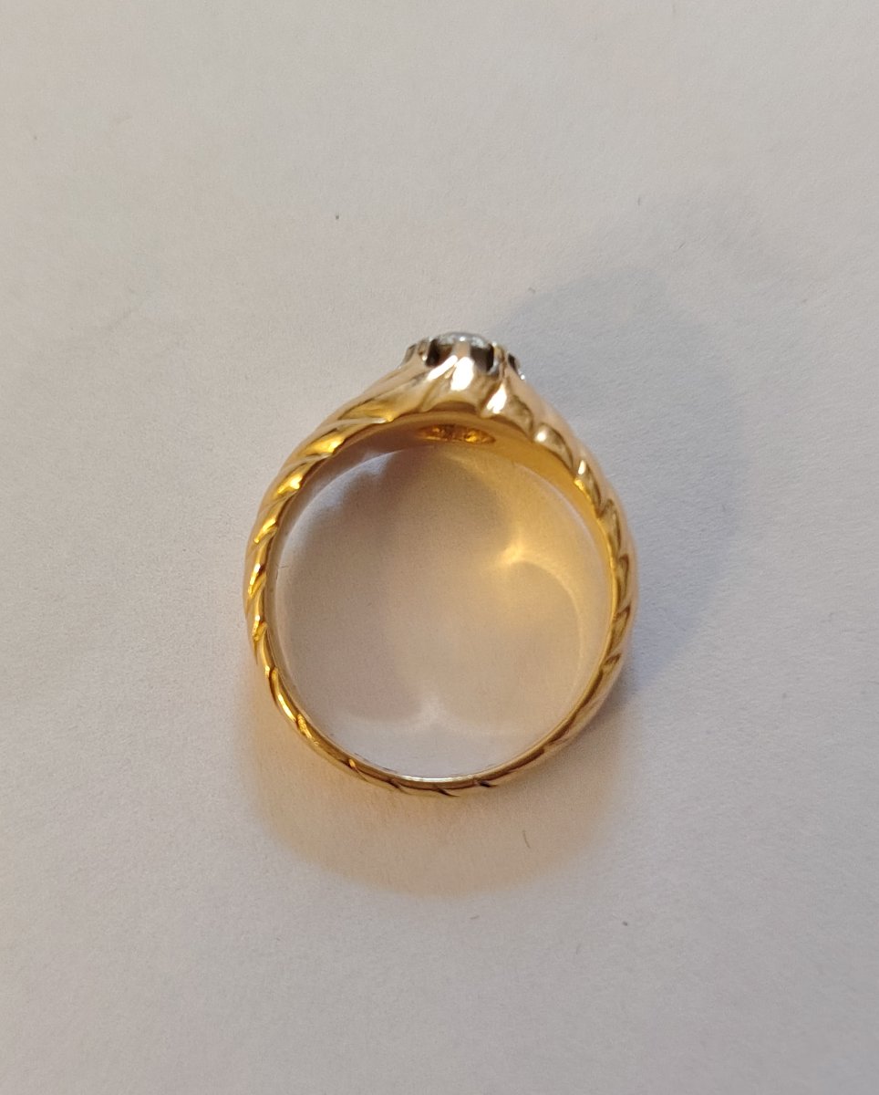 Yellow Gold And Diamond Band Ring-photo-4