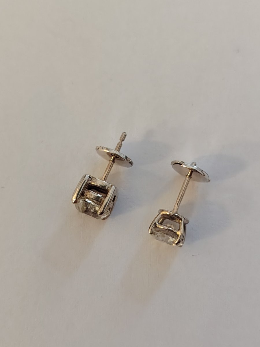 Pair Of Grey Gold And Diamond Stud Earrings-photo-2