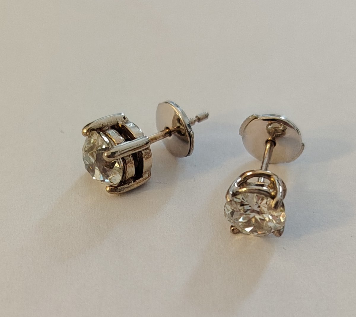 Pair Of Grey Gold And Diamond Stud Earrings-photo-4