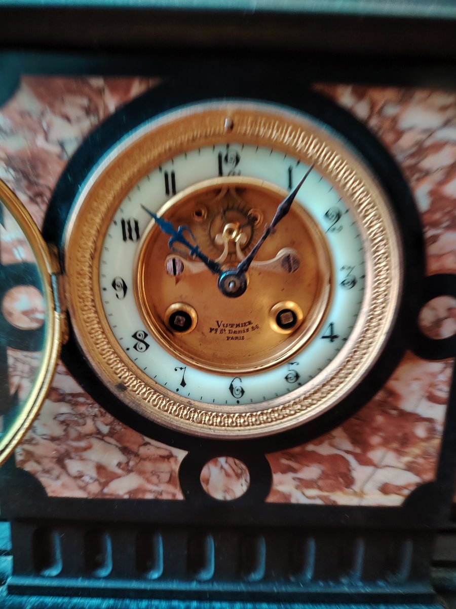 Garniture de cheminée en marbré époque XIXe-photo-3