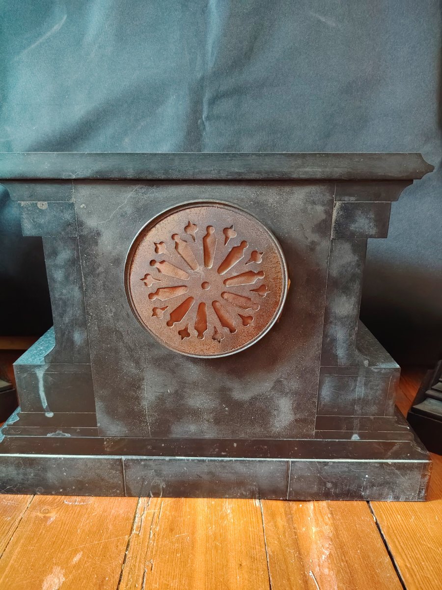 Garniture de cheminée en marbré époque XIXe-photo-4