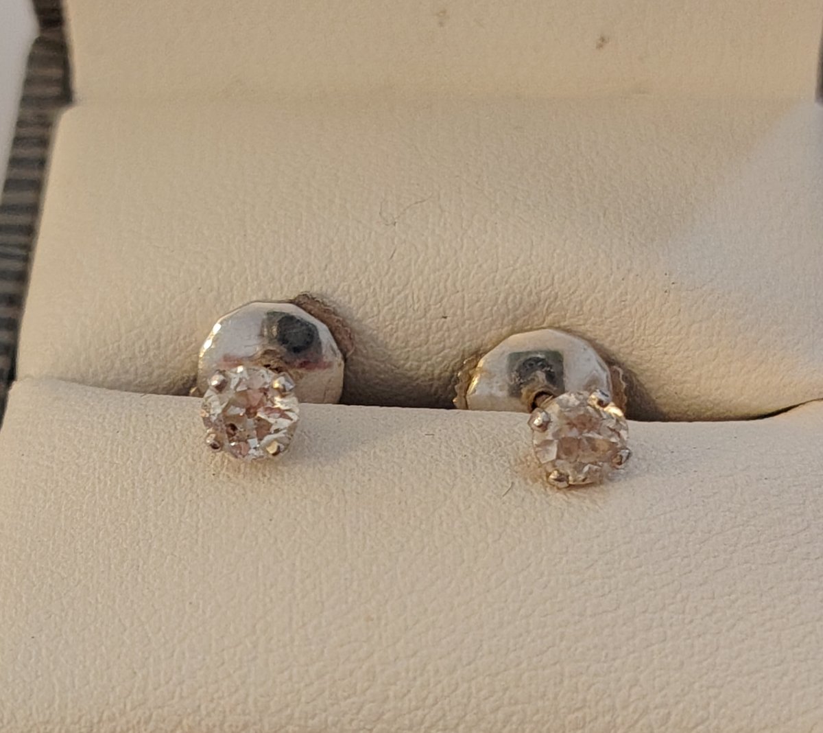 Pair Of White Gold And Diamond Stud Earrings-photo-2
