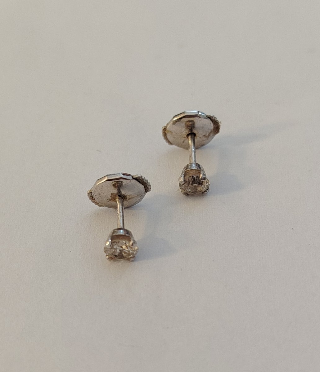 Pair Of White Gold And Diamond Stud Earrings-photo-3