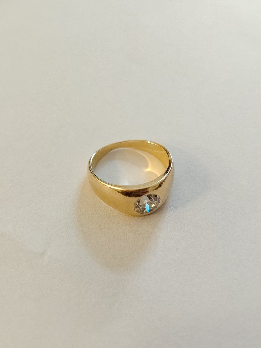 Bague jonc or jaune et diamant-photo-4