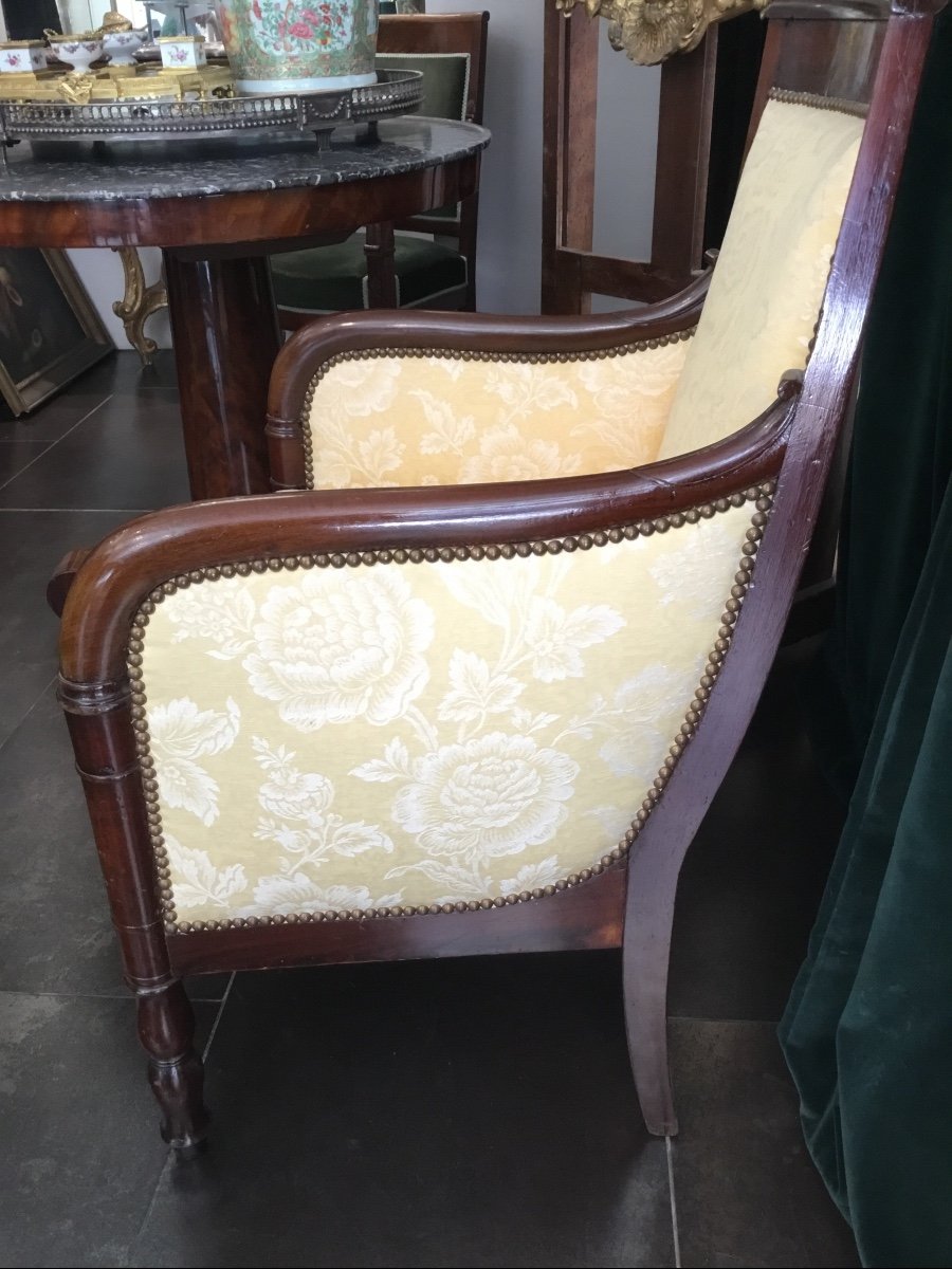 Bergère en acajou en acajou, époque Restauration, très bon état - fauteuil / siège -photo-4