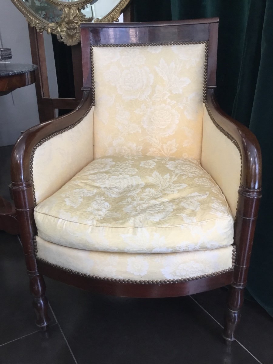 Bergère en acajou en acajou, époque Restauration, très bon état - fauteuil / siège 