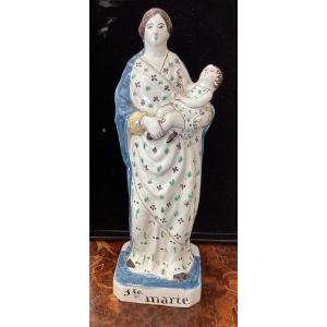 Earthenware Madonna And Child - 19th Century