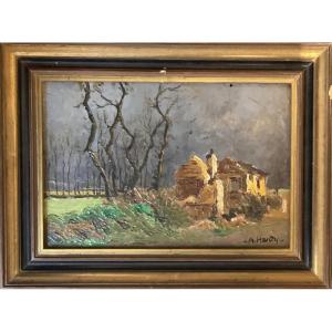 André HARDY “paysage d’hiver” -  Normandie  - huile sur panneau 