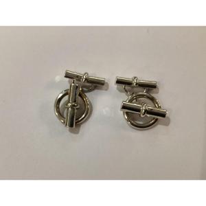 Hermès - Silver Ring Cufflinks, Signed  