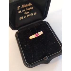 Ring In Yellow Gold With Rubies And Diamonds