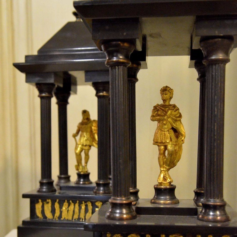“caesar And Vercingetorix. » Pair Of Statuettes, Ancient Temples.-photo-2