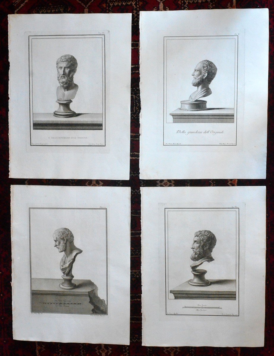 Suite Of 4 Roman Busts. 18th Century Engravings. (2)